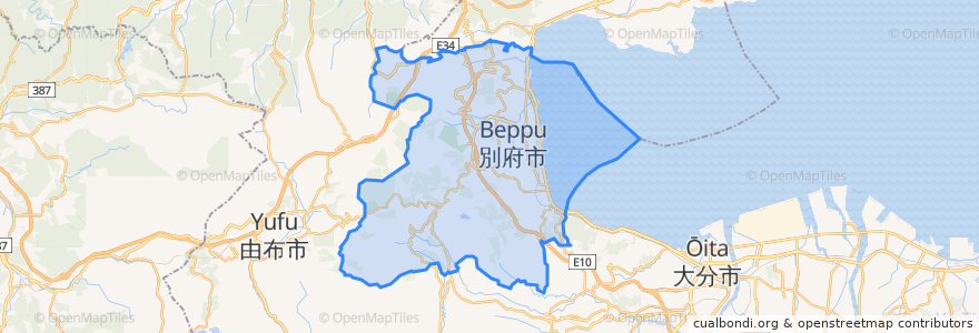 Mapa de ubicacion de Beppu.