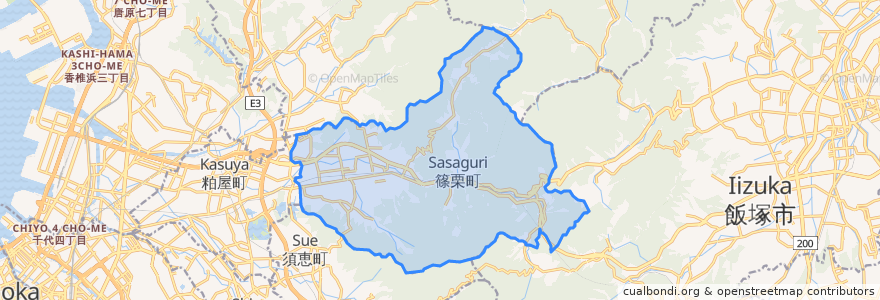 Mapa de ubicacion de 篠栗町.