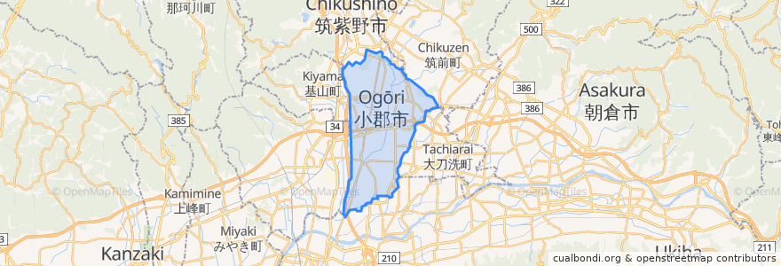 Mapa de ubicacion de 小郡市.