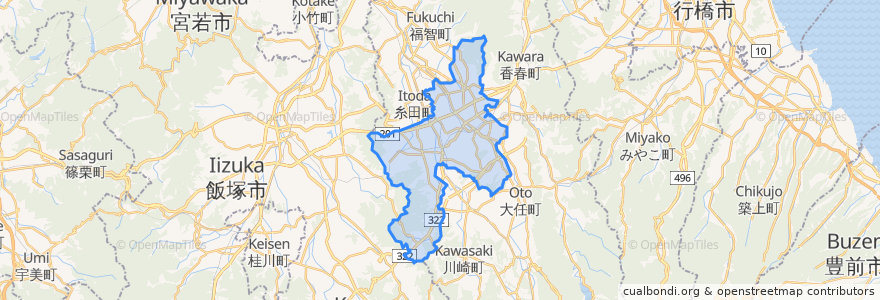 Mapa de ubicacion de 田川市.