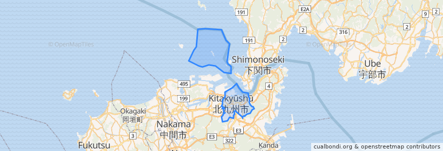 Mapa de ubicacion de Kokura-Kita Ward.