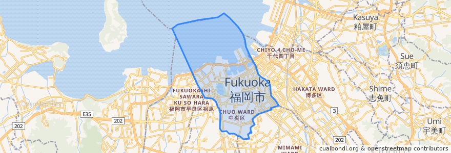 Mapa de ubicacion de 中央区.