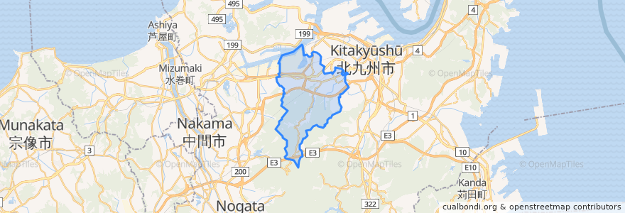 Mapa de ubicacion de 八幡東区.