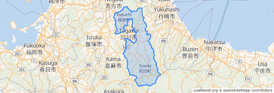 Mapa de ubicacion de 田川郡.