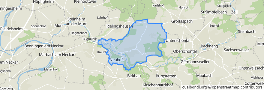 Mapa de ubicacion de Kirchberg an der Murr.