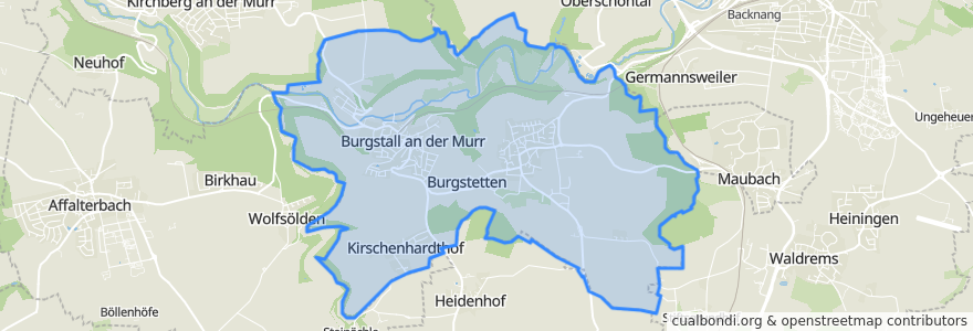 Mapa de ubicacion de Burgstetten.