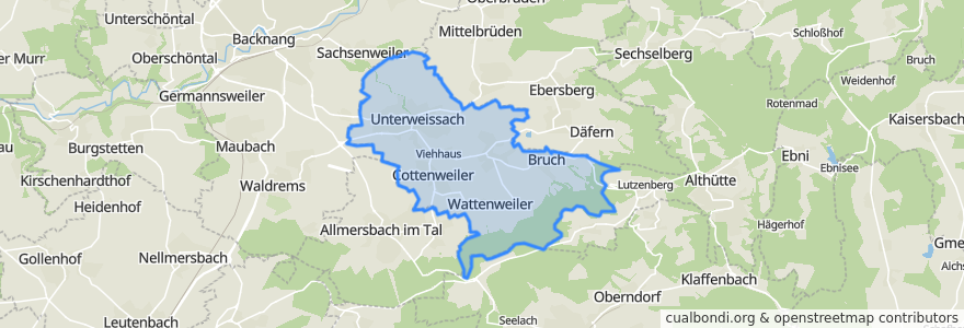 Mapa de ubicacion de Weissach im Tal.