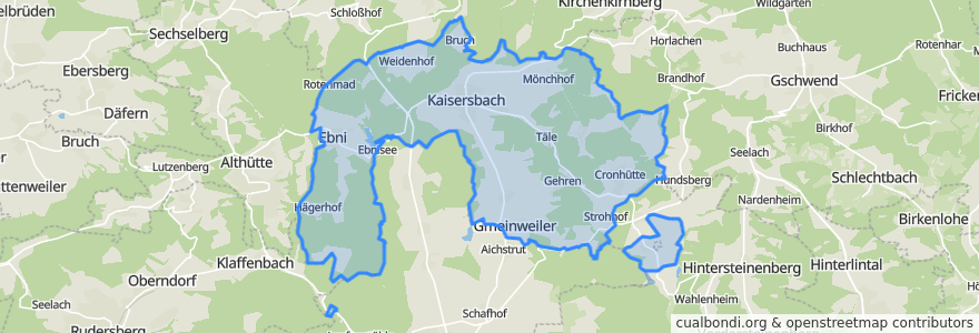 Mapa de ubicacion de Kaisersbach.