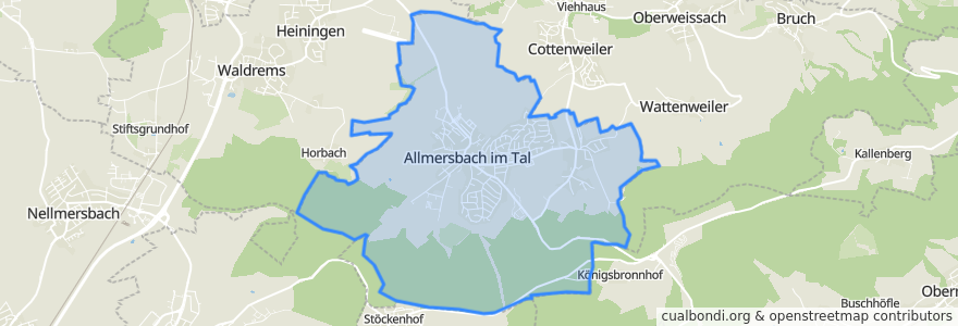 Mapa de ubicacion de Allmersbach im Tal.