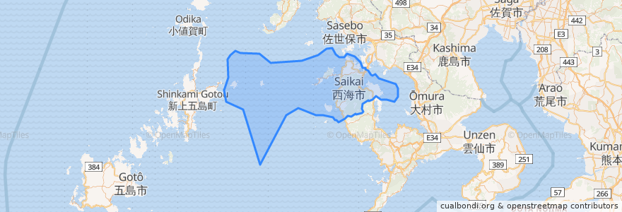 Mapa de ubicacion de 西海市.