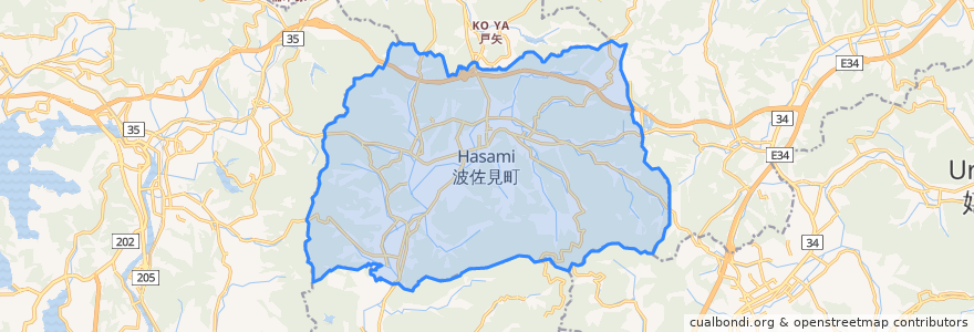 Mapa de ubicacion de Hasami.