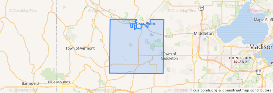 Mapa de ubicacion de Town of Cross Plains.