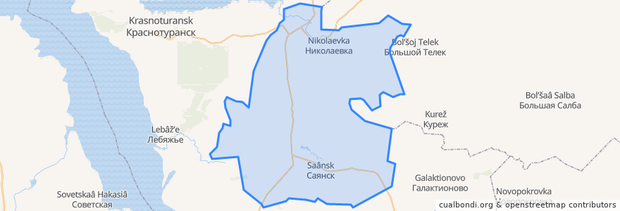 Mapa de ubicacion de Саянский сельсовет.