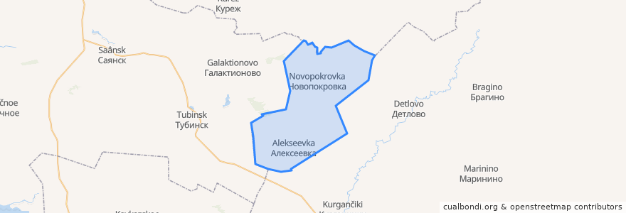 Mapa de ubicacion de Алексеевский сельсовет.