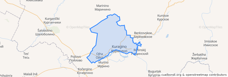 Mapa de ubicacion de городское поселение Курагино.