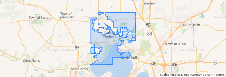 Mapa de ubicacion de Town of Westport.