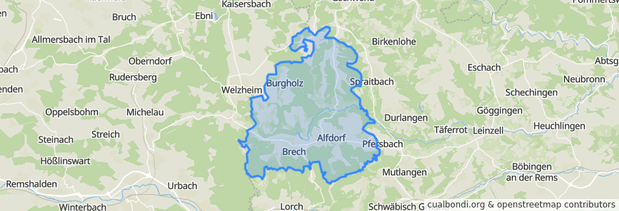 Mapa de ubicacion de Alfdorf.