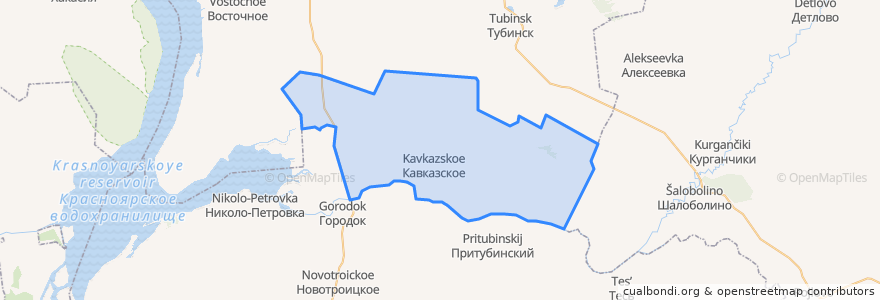 Mapa de ubicacion de Кавказский сельсовет.