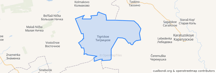 Mapa de ubicacion de Тигрицкий сельсовет.