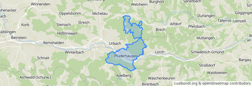 Mapa de ubicacion de Plüderhausen.