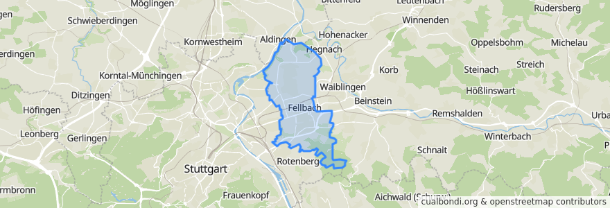 Mapa de ubicacion de Fellbach.