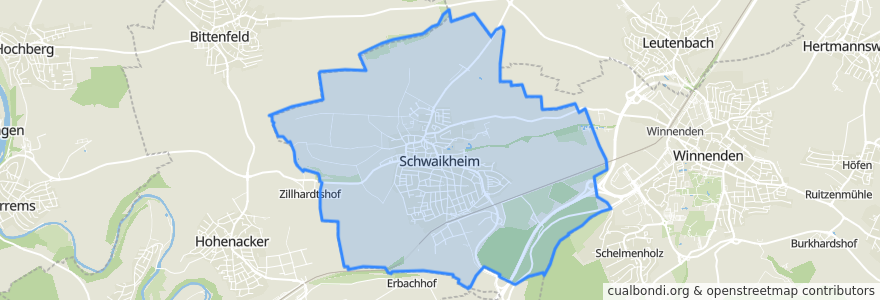 Mapa de ubicacion de Schwaikheim.