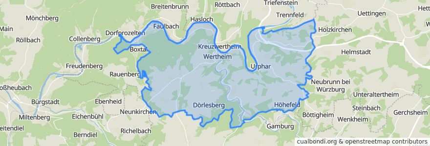 Mapa de ubicacion de Wertheim.