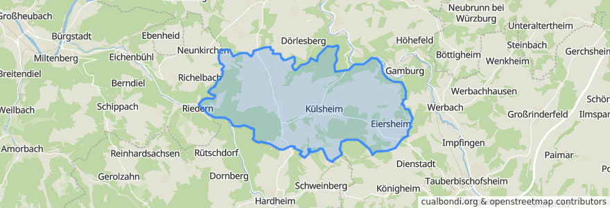 Mapa de ubicacion de Külsheim.