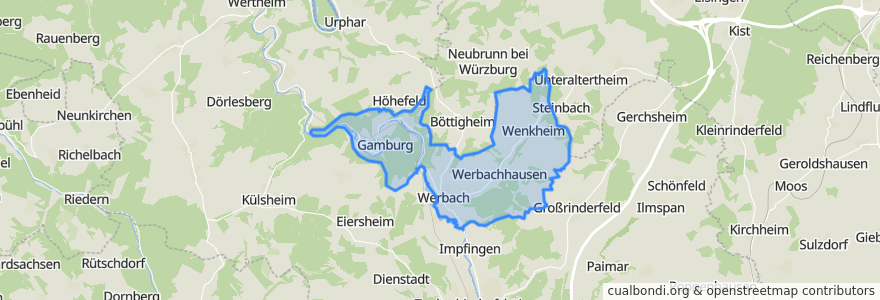 Mapa de ubicacion de Werbach.