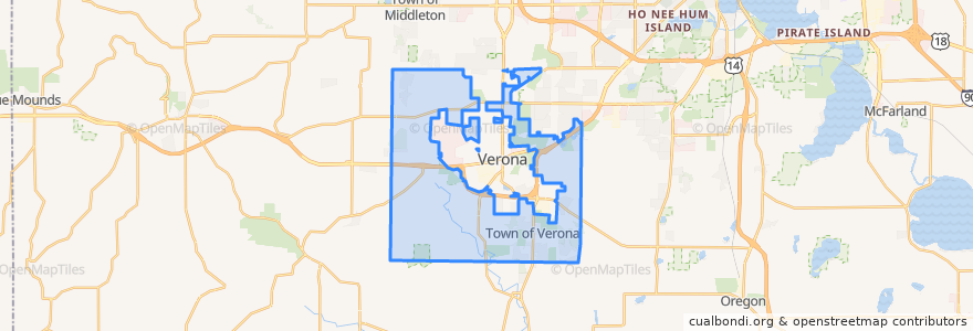 Mapa de ubicacion de Town of Verona.