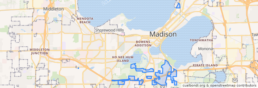 Mapa de ubicacion de Town of Madison.