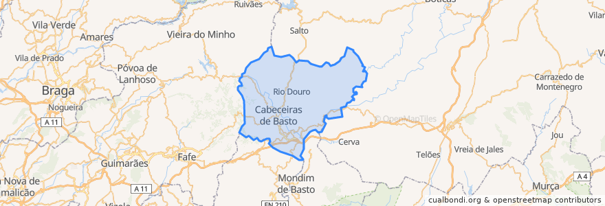 Mapa de ubicacion de Cabeceiras de Basto.