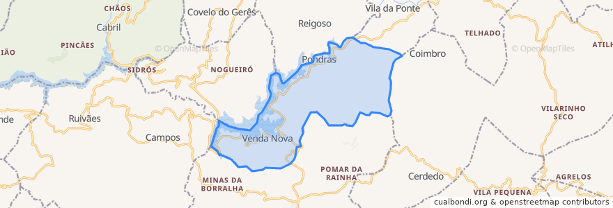 Mapa de ubicacion de Venda Nova e Pondras.