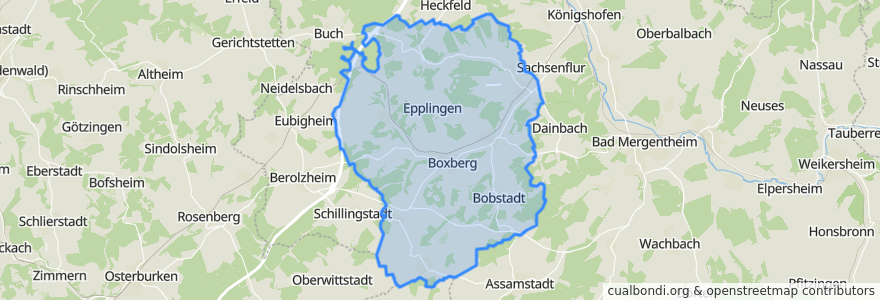 Mapa de ubicacion de Boxberg.