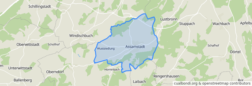 Mapa de ubicacion de Assamstadt.