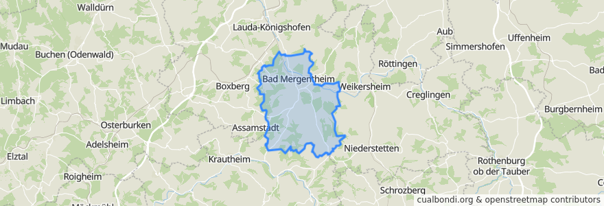 Mapa de ubicacion de Bad Mergentheim.