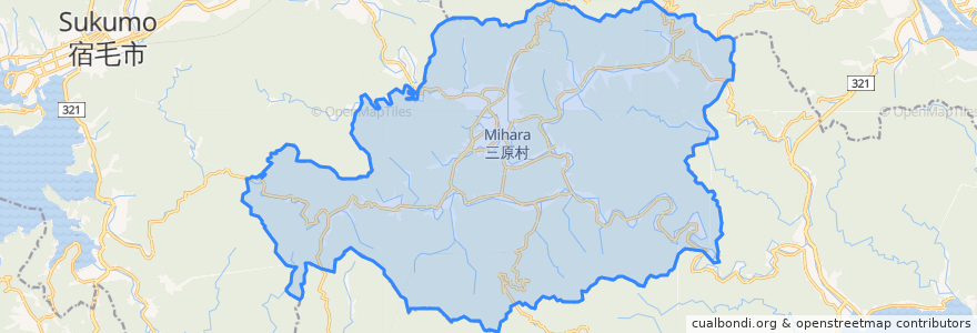 Mapa de ubicacion de 三原村.