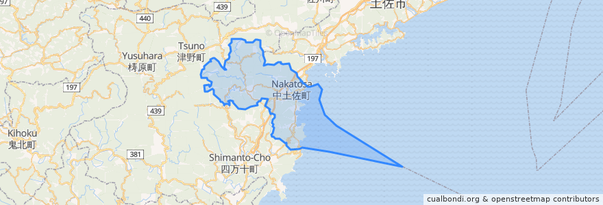 Mapa de ubicacion de 中土佐町.