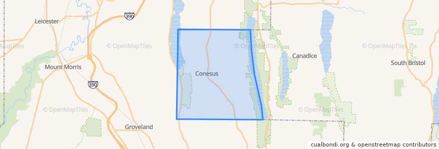 Mapa de ubicacion de Conesus Town.