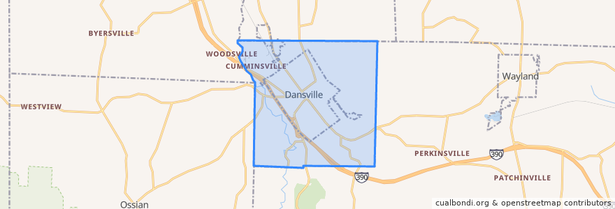 Mapa de ubicacion de North Dansville Town.