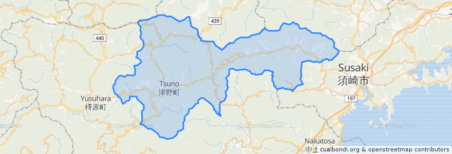 Mapa de ubicacion de 津野町.