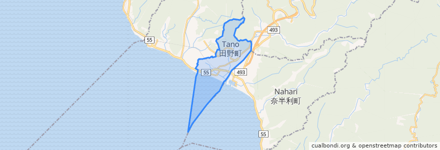 Mapa de ubicacion de 田野町.