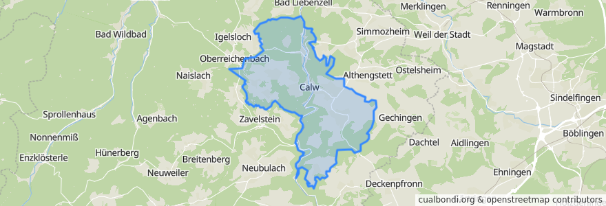 Mapa de ubicacion de Calw.