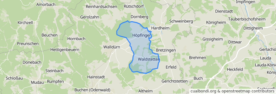 Mapa de ubicacion de Höpfingen.