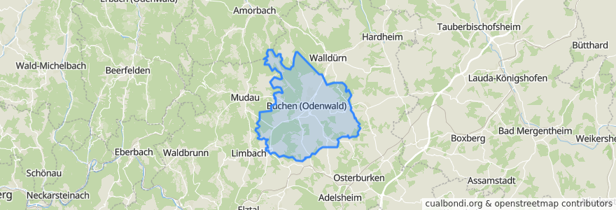 Mapa de ubicacion de Buchen (Odenwald).