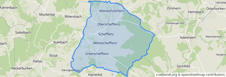 Mapa de ubicacion de Schefflenz.