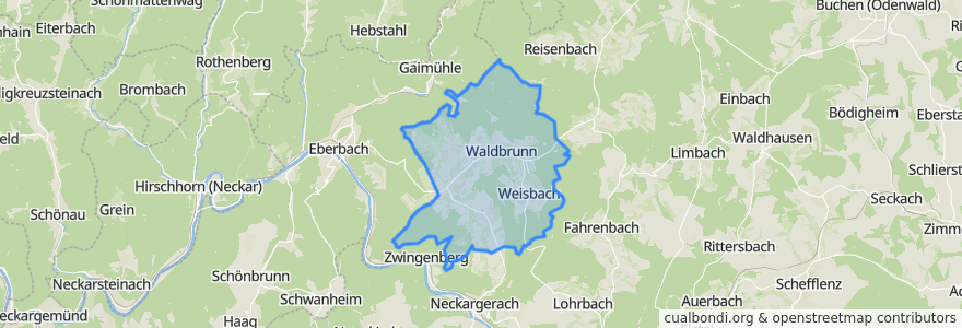 Mapa de ubicacion de Waldbrunn.