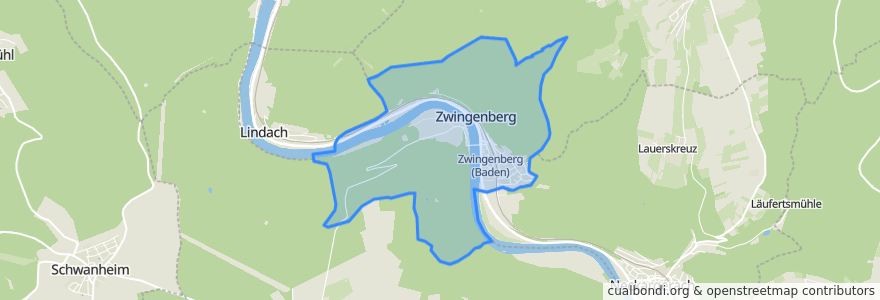 Mapa de ubicacion de Zwingenberg.