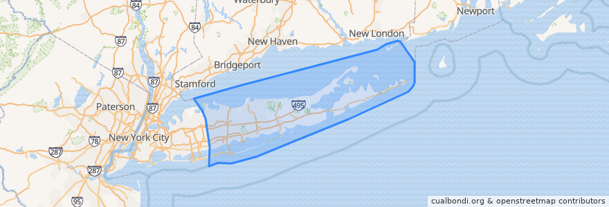 Mapa de ubicacion de Suffolk County.