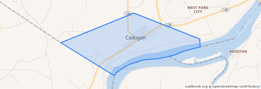 Mapa de ubicacion de Cadogan Township.